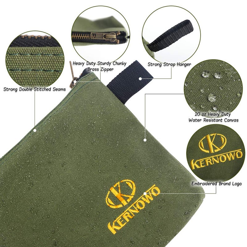 KERNOWO 4 Pack Upgrade Zipper Canvas Tool Pouch  20 oz Heavy Duty Tool Bag  Water Resistant Utility tools Organizer  12.75 X 8 X 2.25 inch Spacious Storage Pouches with Dependable Brass Zippers by KERNOWO - Image 5